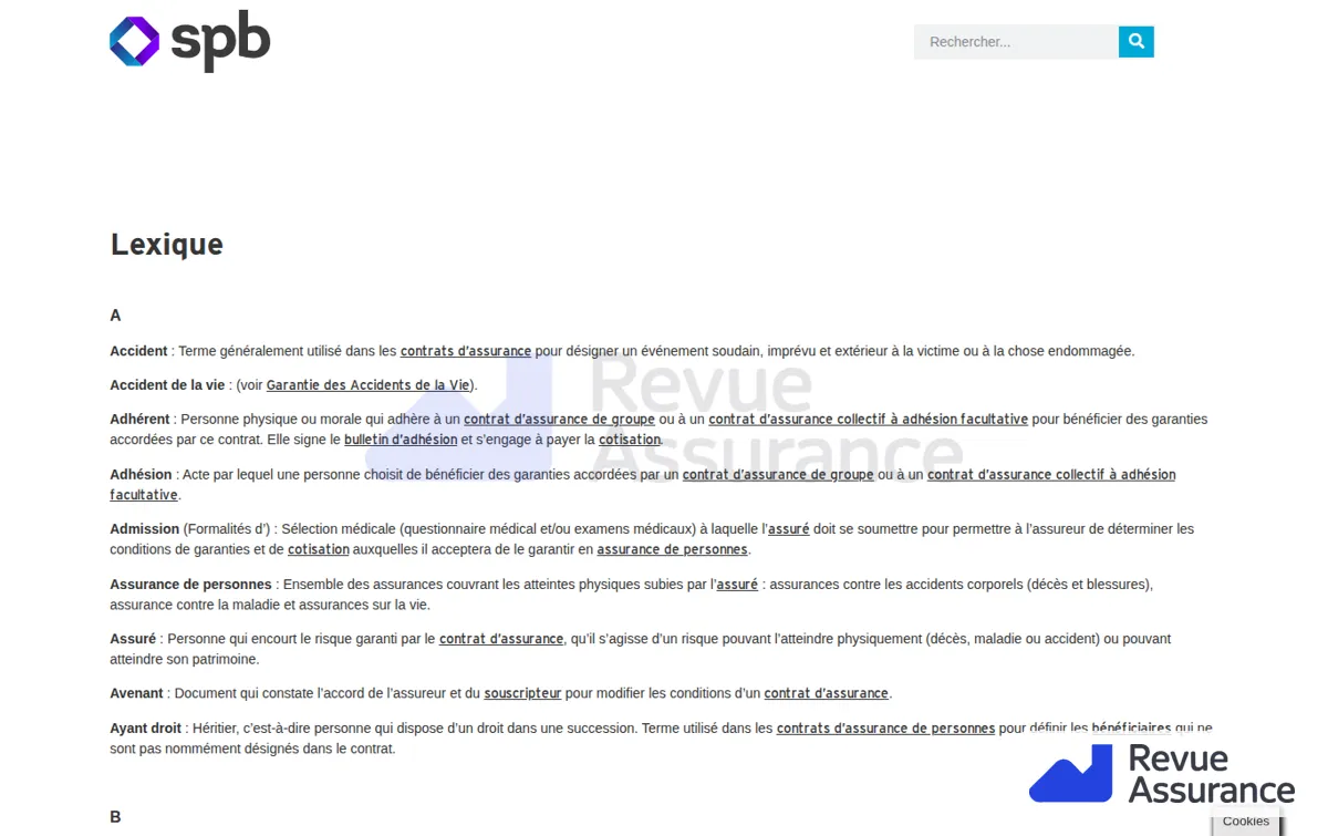 Capture : Lexique – Mon espace assuré